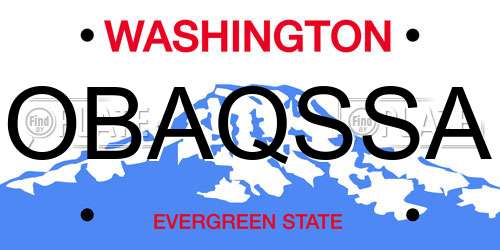 OBAQSSA Washington License Plate
