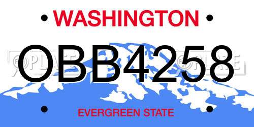 OBB4258 Washington License Plate