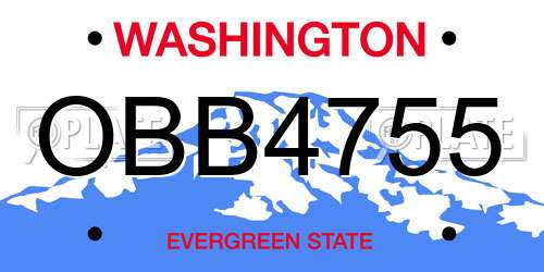 OBB4755 Washington License Plate
