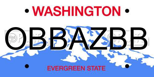 OBBAZBB Washington License Plate