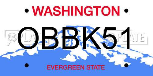 OBBK51 Washington License Plate