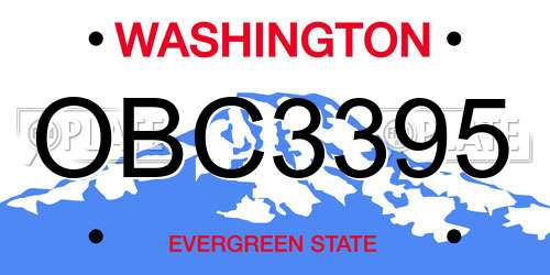 OBC3395 Washington License Plate