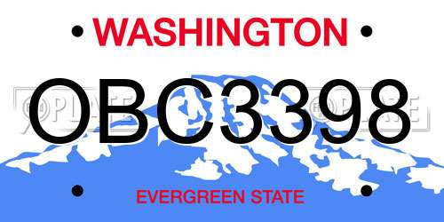 OBC3398 Washington License Plate