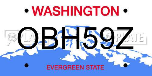 OBH59Z Washington License Plate