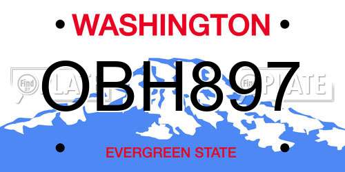 OBH897 Washington License Plate