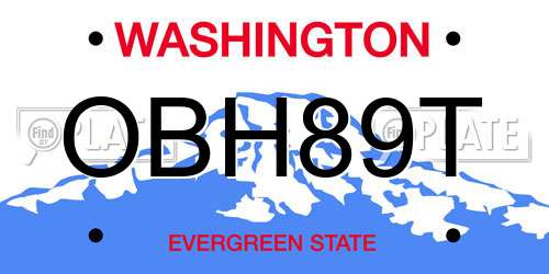 OBH89T Washington License Plate