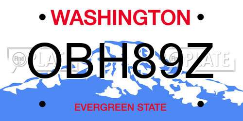OBH89Z Washington License Plate