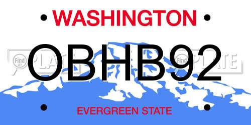 OBHB92 Washington License Plate