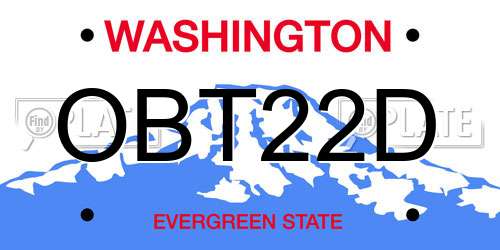 OBT22D Washington License Plate