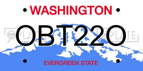 OBT22O Washington License Plate