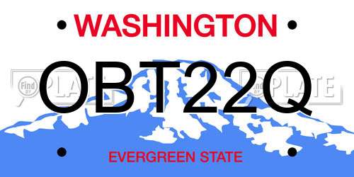 OBT22Q Washington License Plate
