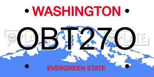 OBT27O Washington License Plate