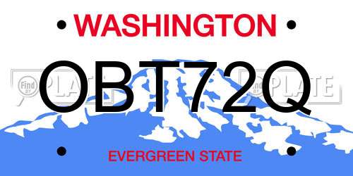 OBT72Q Washington License Plate