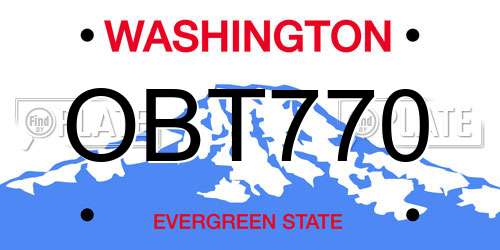 OBT770 Washington License Plate