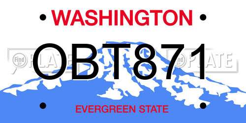 OBT871 Washington License Plate
