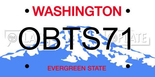 OBTS71 Washington License Plate