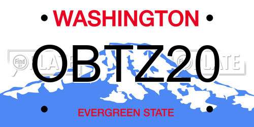 OBTZ20 Washington License Plate