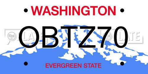 OBTZ70 Washington License Plate