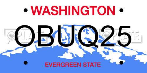 OBUQ25 Washington License Plate