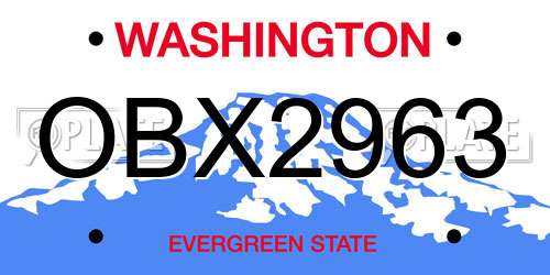 OBX2963 Washington License Plate