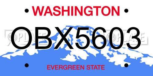 OBX5603 Washington License Plate