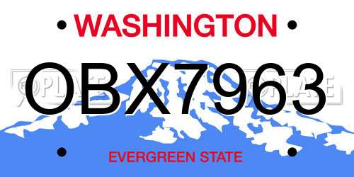 OBX7963 Washington License Plate