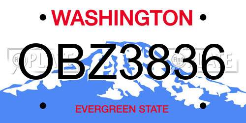 OBZ3836 Washington License Plate