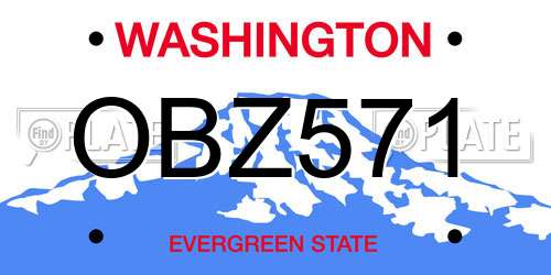 OBZ571 Washington License Plate