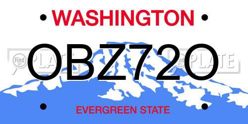 OBZ72O Washington License Plate