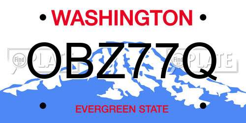 OBZ77Q Washington License Plate