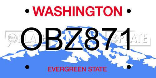 OBZ871 Washington License Plate