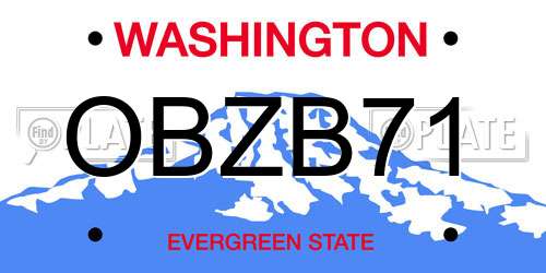OBZB71 Washington License Plate