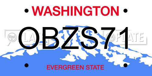 OBZS71 Washington License Plate