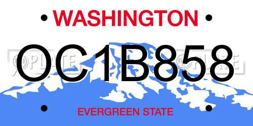 OC1B858 Washington License Plate