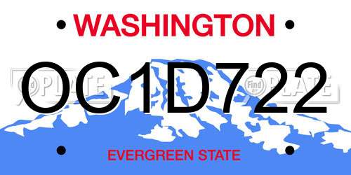 OC1D722 Washington License Plate