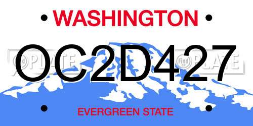 OC2D427 Washington License Plate