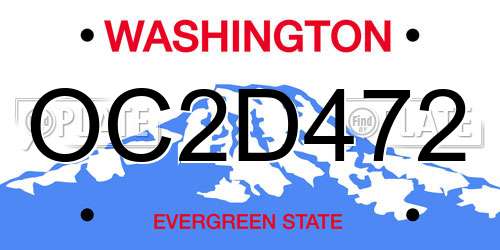 OC2D472 Washington License Plate