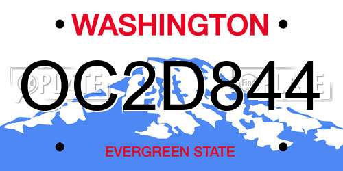 OC2D844 Washington License Plate