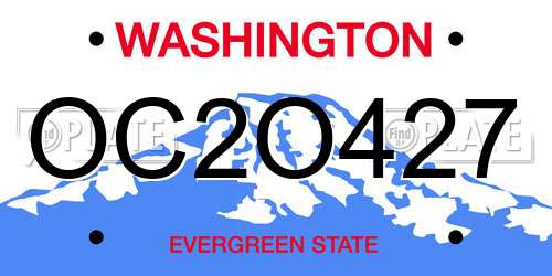OC2O427 Washington License Plate