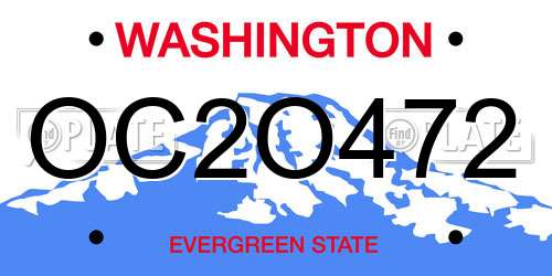 OC2O472 Washington License Plate