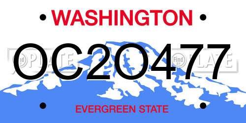OC2O477 Washington License Plate
