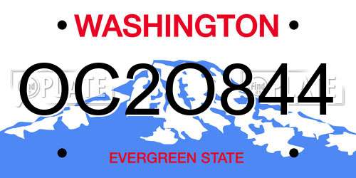 OC2O844 Washington License Plate