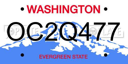 OC2Q477 Washington License Plate