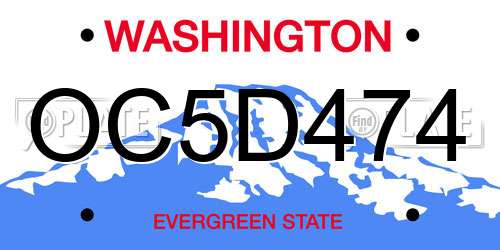 OC5D474 Washington License Plate