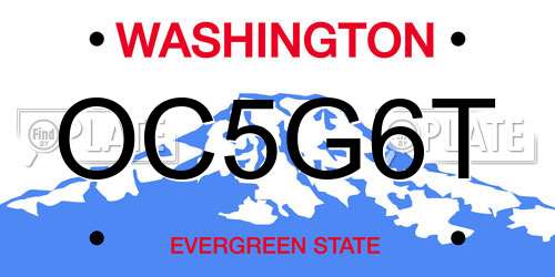OC5G6T Washington License Plate