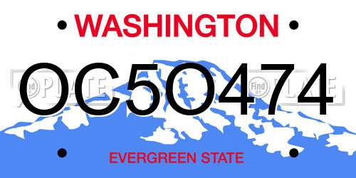 OC5O474 Washington License Plate