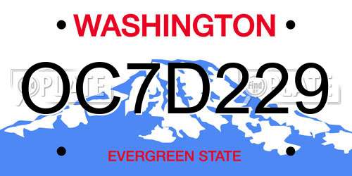 OC7D229 Washington License Plate