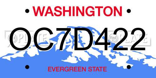 OC7D422 Washington License Plate