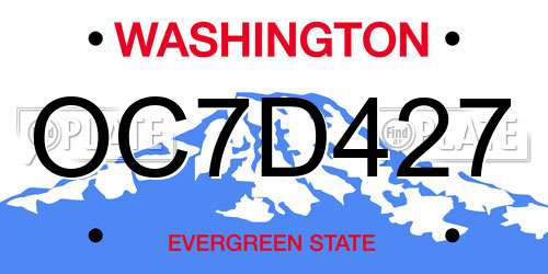 OC7D427 Washington License Plate