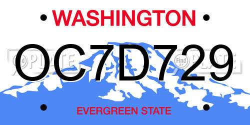 OC7D729 Washington License Plate
